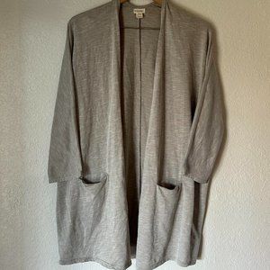 Anthro Donni Grey and White One Size Fits All Lightweight Duster w Pockets